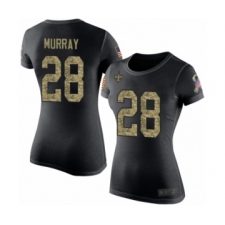 Football Women's New Orleans Saints #28 Latavius Murray Black Camo Salute to Service T-Shirt