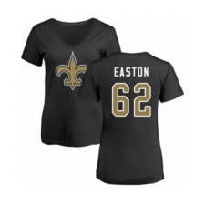 Football Women's New Orleans Saints #62 Nick Easton Black Name & Number Logo Slim Fit T-Shirt