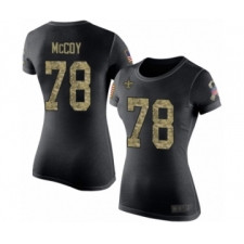 Football Women's New Orleans Saints #78 Erik McCoy Black Camo Salute to Service T-Shirt