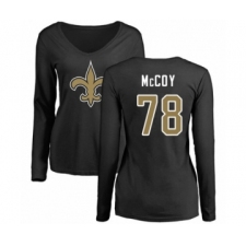 Football Women's New Orleans Saints #78 Erik McCoy Black Name & Number Logo Slim Fit Long Sleeve T-Shirt