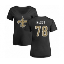 Football Women's New Orleans Saints #78 Erik McCoy Black Name & Number Logo Slim Fit T-Shirt