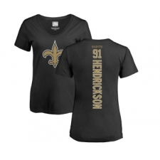 Football Women's New Orleans Saints #91 Trey Hendrickson Black Backer Slim Fit T-Shirt