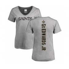 Football Women's New Orleans Saints #97 Mario Edwards Jr Ash Backer V-Neck T-Shirt