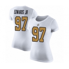 Football Women's New Orleans Saints #97 Mario Edwards Jr White Rush Pride Name & Number T-Shirt
