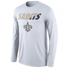 NFL Men's New Orleans Saints Nike White Legend Staff Practice Long Sleeve Performance T-Shirt
