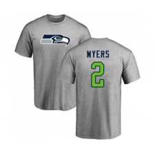 Football Seattle Seahawks #2 Jason Myers Ash Name & Number Logo T-Shirt