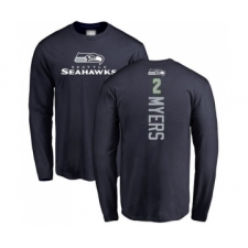Football Seattle Seahawks #2 Jason Myers Navy Blue Backer Long Sleeve T-Shirt