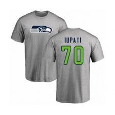 Football Seattle Seahawks #70 Mike Iupati Ash Name & Number Logo T-Shirt
