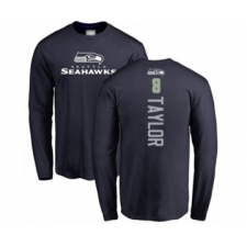 Football Seattle Seahawks #8 Jamar Taylor Navy Blue Backer Long Sleeve T-Shirt