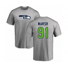 Football Seattle Seahawks #91 Cassius Marsh Ash Name & Number Logo T-Shirt
