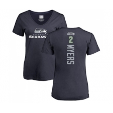 Football Women's Seattle Seahawks #2 Jason Myers Navy Blue Backer T-Shirt