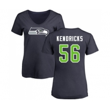 Football Women's Seattle Seahawks #56 Mychal Kendricks Navy Blue Name & Number Logo T-Shirt