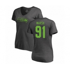 Football Women's Seattle Seahawks #91 Cassius Marsh Ash One Color T-Shirt