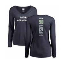 Football Women's Seattle Seahawks #98 Ezekiel Ansah Navy Blue Backer Long Sleeve T-Shirt