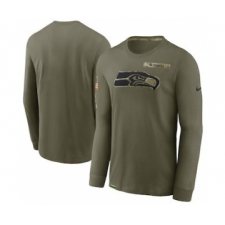 Men's Seattle Seahawks Football Olive 2021 Salute To Service Performance Long Sleeve T-Shirt