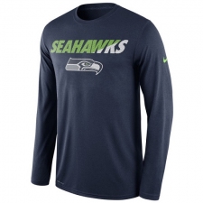 NFL Men's Seattle Seahawks Nike Navy Legend Staff Practice Long Sleeve Performance T-Shirt