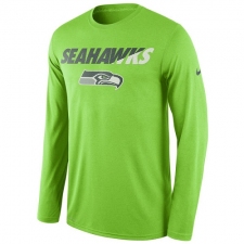 NFL Men's Seattle Seahawks Nike Neon Green Legend Staff Practice Long Sleeve Performance T-Shirt