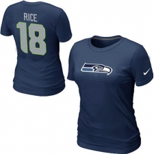 Nike Seattle Seahawks #18 Sidney Rice Name & Number Women's NFL T-Shirt - Steel Blue