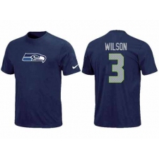 Nike Seattle Seahawks #3 Russell Wilson Name & Number NFL T-Shirt - Steel Blue