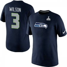 Nike Seattle Seahawks #3 Russell Wilson Name & Number Super Bowl XLIX NFL T-Shirt - Steel Blue