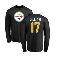 Football Pittsburgh Steelers #17 Joe Gilliam Black Name & Number Logo Long Sleeve T-Shirt