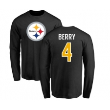 Football Pittsburgh Steelers #4 Jordan Berry Black Name & Number Logo Long Sleeve T-Shirt