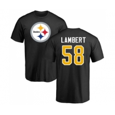 Football Pittsburgh Steelers #58 Jack Lambert Black Name & Number Logo T-Shirt