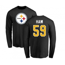 Football Pittsburgh Steelers #59 Jack Ham Black Name & Number Logo Long Sleeve T-Shirt