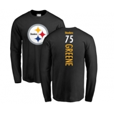 Football Pittsburgh Steelers #75 Joe Greene Black Backer Long Sleeve T-Shirt