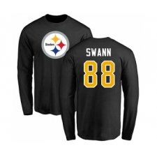 Football Pittsburgh Steelers #88 Lynn Swann Black Name & Number Logo Long Sleeve T-Shirt