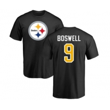 Football Pittsburgh Steelers #9 Chris Boswell Black Name & Number Logo T-Shirt