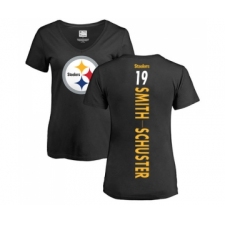 Football Women's Pittsburgh Steelers #19 JuJu Smith-Schuster Black Backer Slim Fit T-Shirt