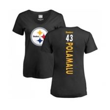 Football Women's Pittsburgh Steelers #43 Troy Polamalu Black Backer Slim Fit T-Shirt