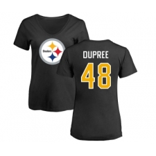Football Women's Pittsburgh Steelers #48 Bud Dupree Black Name & Number Logo Slim Fit T-Shirt