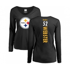 Football Women's Pittsburgh Steelers #52 Mike Webster Black Backer Slim Fit Long Sleeve T-Shirt