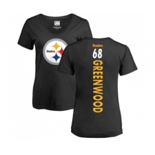 Football Women's Pittsburgh Steelers #68 L.C. Greenwood Black Backer Slim Fit T-Shirt