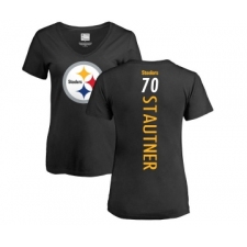 Football Women's Pittsburgh Steelers #70 Ernie Stautner Black Backer Slim Fit T-Shirt