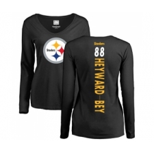 Football Women's Pittsburgh Steelers #88 Darrius Heyward-Bey Black Backer Slim Fit Long Sleeve T-Shirt