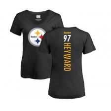 Football Women's Pittsburgh Steelers #97 Cameron Heyward Black Backer Slim Fit T-Shirt