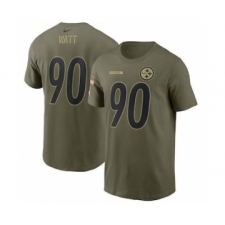 Men's Pittsburgh Steelers T.J. Watt Football Camo 2021 Salute To Service Name & Number T-Shirt