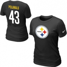 Nike Pittsburgh Steelers #43 Troy Polamalu Name & Number Women's NFL T-Shirt - Black