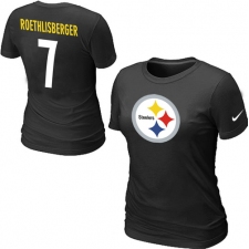 Nike Pittsburgh Steelers #7 Ben Roethlisberger Name & Number Women's NFL T-Shirt - Black