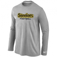 Nike Pittsburgh Steelers Authentic Font Long Sleeve NFL T-Shirt - Grey