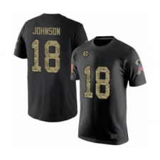 Pittsburgh Steelers #18 Diontae Johnson Black Camo Salute to Service T-Shirt