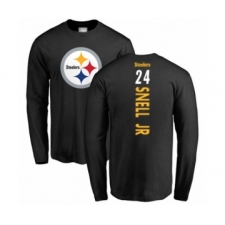 Pittsburgh Steelers #24 Benny Snell Jr. Black Backer Long Sleeve T-Shirt