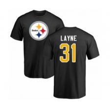 Pittsburgh Steelers #31 Justin Layne Black Name & Number Logo T-Shirt