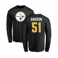 Pittsburgh Steelers #51 Mark Barron Black Name & Number Logo Long Sleeve T-Shirt