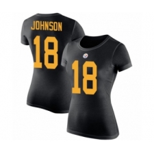 Women's Pittsburgh Steelers #18 Diontae Johnson Black Rush Pride Name & Number T-Shirt