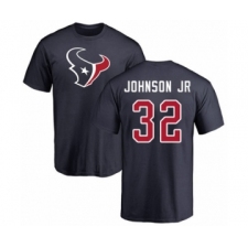 Football Houston Texans #32 Lonnie Johnson Navy Blue Name & Number Logo T-Shirt