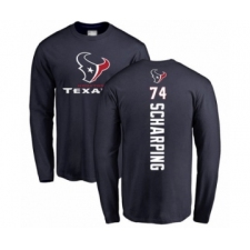 Football Houston Texans #74 Max Scharping Navy Blue Backer Long Sleeve T-Shirt
